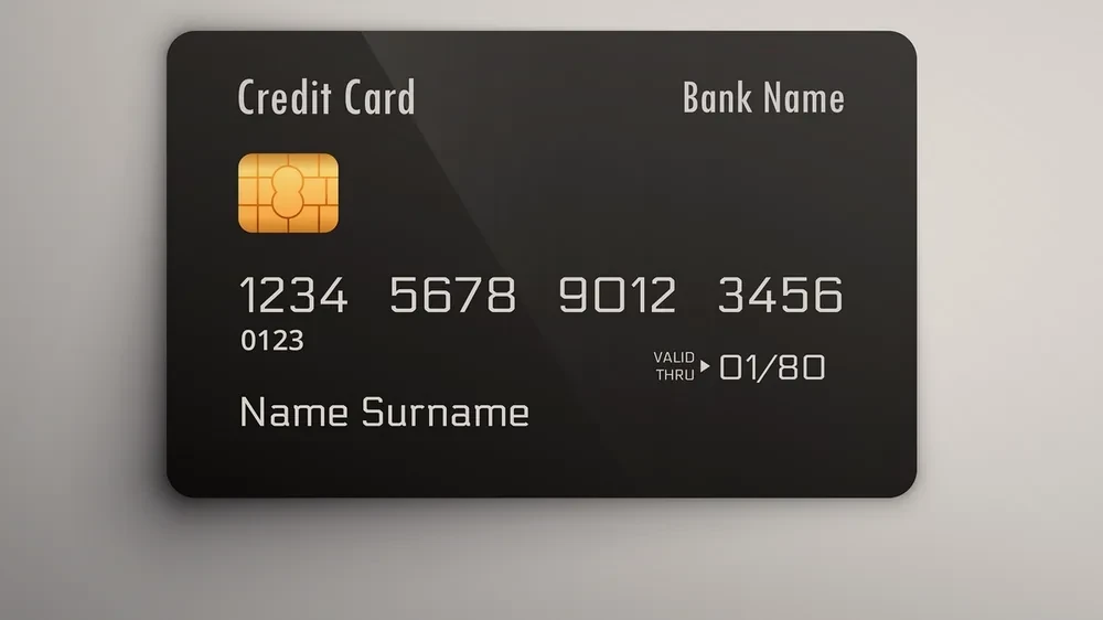 Carte bancaire noire en gros plan sur fond chaud, image d’illustration
